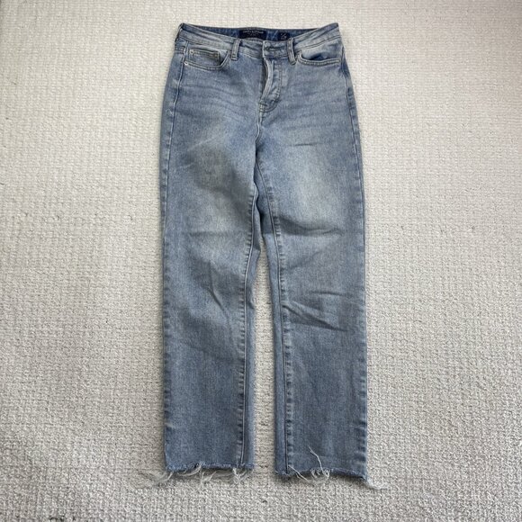 Lucky Brand High Rise Straight Ankle Distressed Jeans 2 / 26 Four-leaf clover* - Picture 6 of 15
